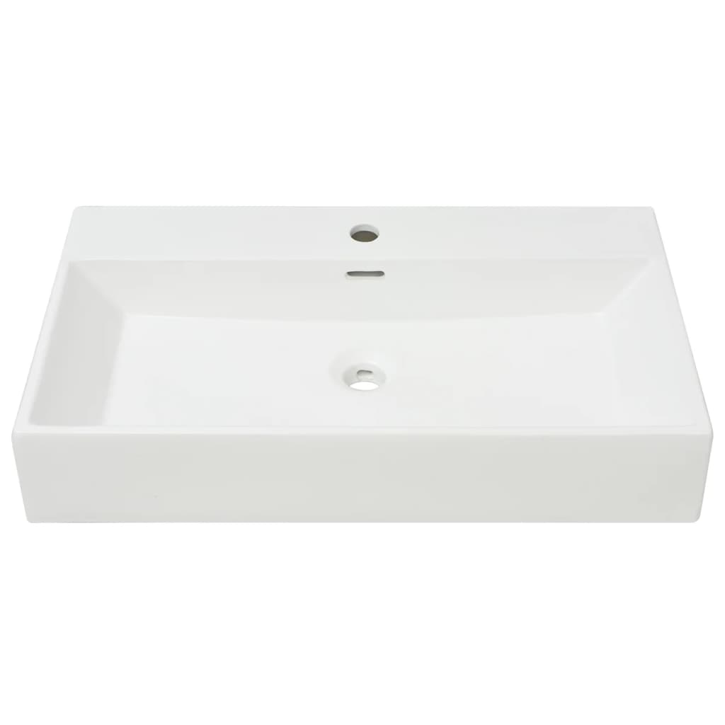 Waschbecken mit Hahnloch Keramik Weiß 76x42,5x14,5 cm - Home & Family Shop Nicolas Schwarz
