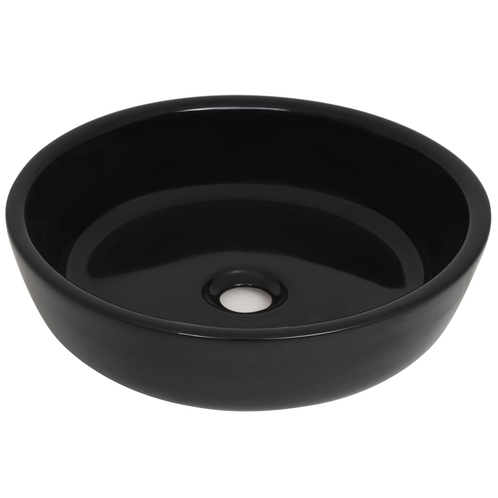 Waschbecken Keramik Rund Schwarz 42x12 cm - Home & Family Shop Nicolas Schwarz