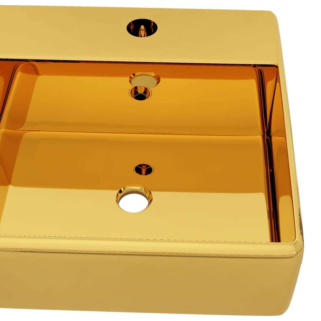 Waschbecken mit Überlauf 41 x 41 x 15 cm Keramik Golden - Home & Family Shop Nicolas Schwarz