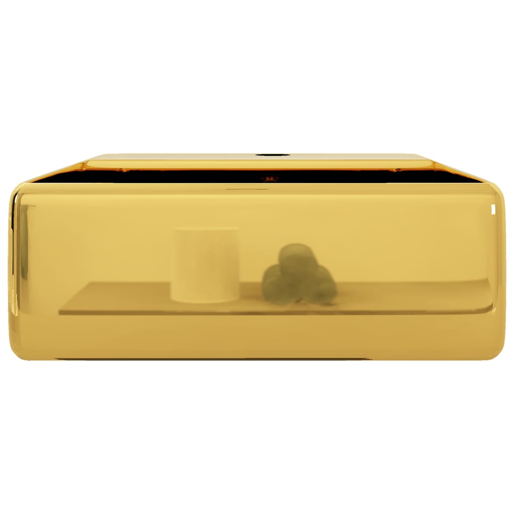 Waschbecken mit Überlauf 41 x 41 x 15 cm Keramik Golden - Home & Family Shop Nicolas Schwarz
