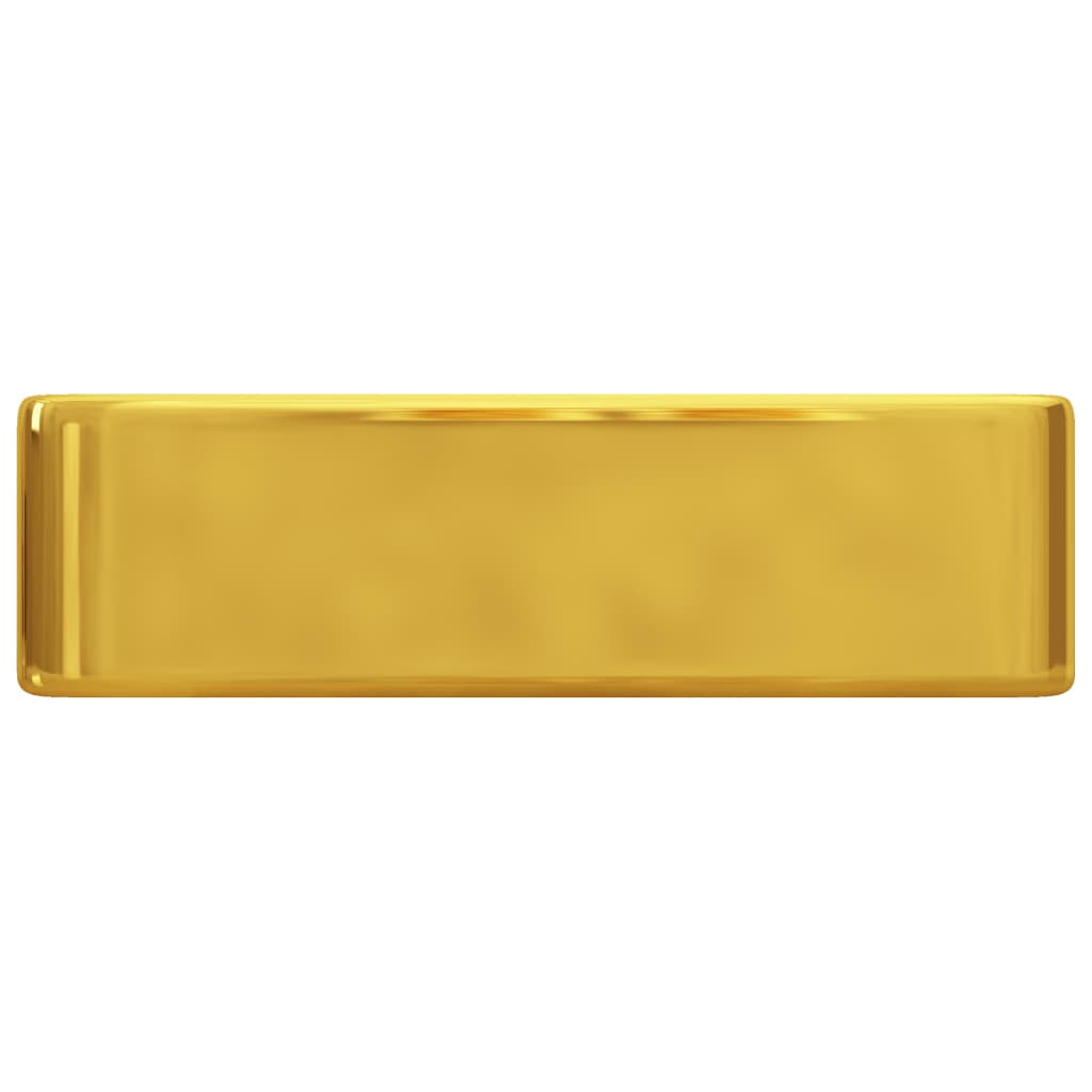 Waschbecken mit Wasserhahnloch 48 x 37 x 13,5 cm Keramik Golden - Home & Family Shop Nicolas Schwarz