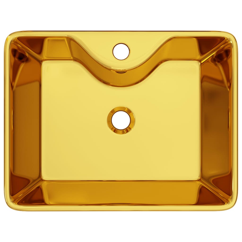 Waschbecken mit Wasserhahnloch 48 x 37 x 13,5 cm Keramik Golden - Home & Family Shop Nicolas Schwarz