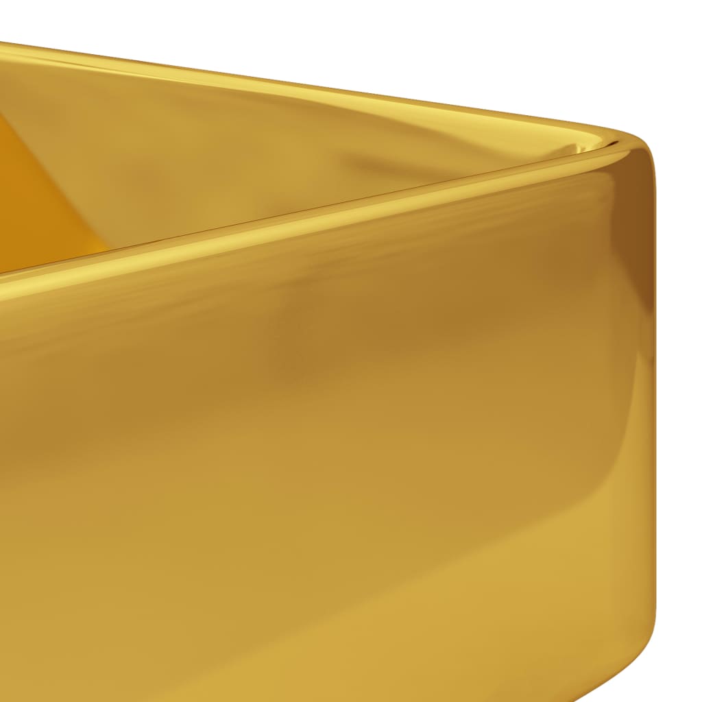 Waschbecken mit Wasserhahnloch 48 x 37 x 13,5 cm Keramik Golden - Home & Family Shop Nicolas Schwarz