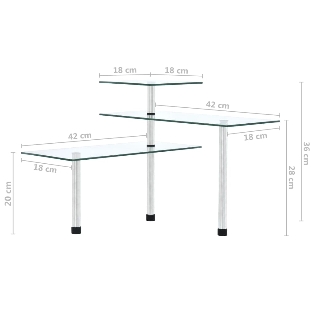 Étagère d'angle de cuisine 3 niveaux en verre trempé