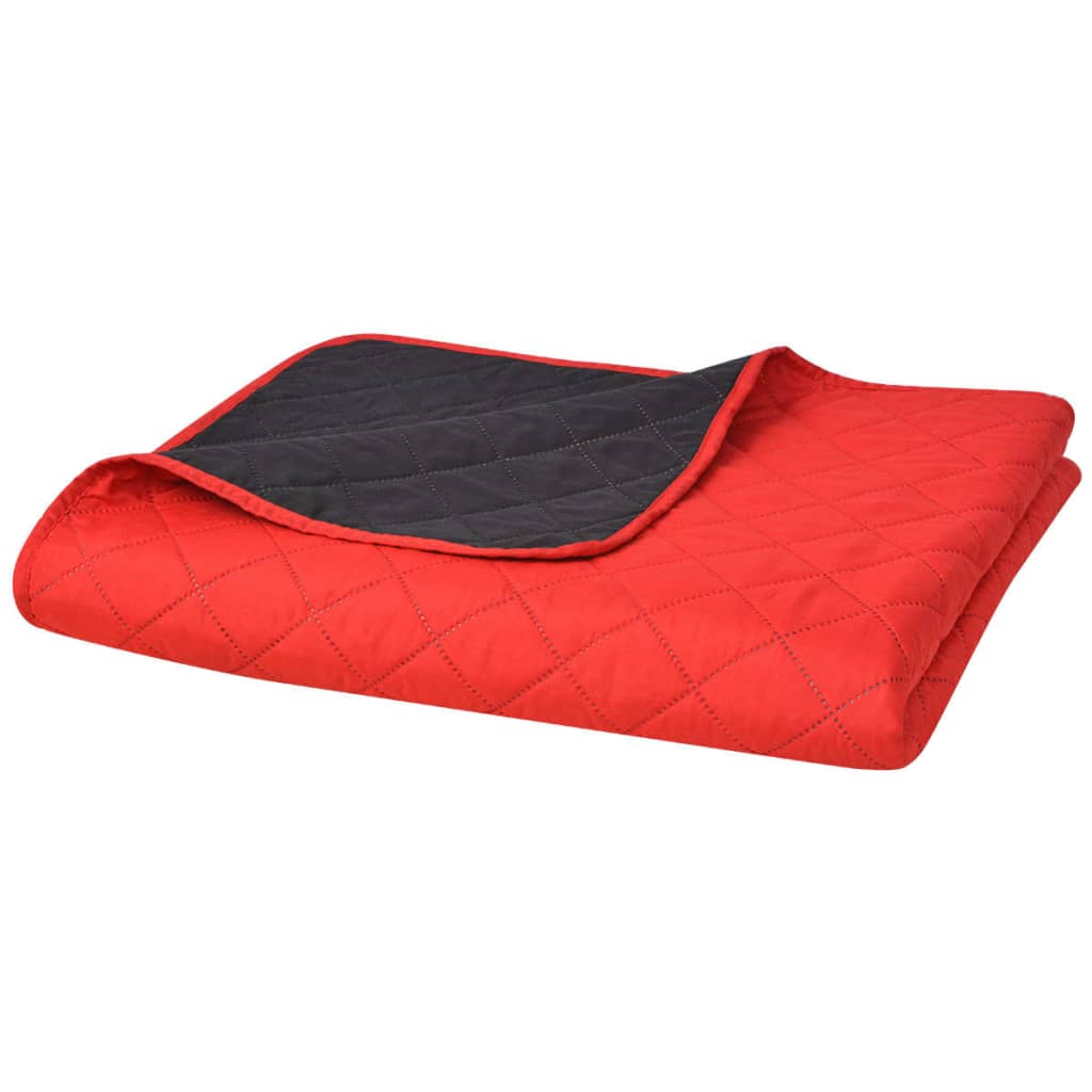 Gesteppte Wende-Tagesdecke Rot and Schwarz 220x240 cm - Home & Family Shop Nicolas Schwarz