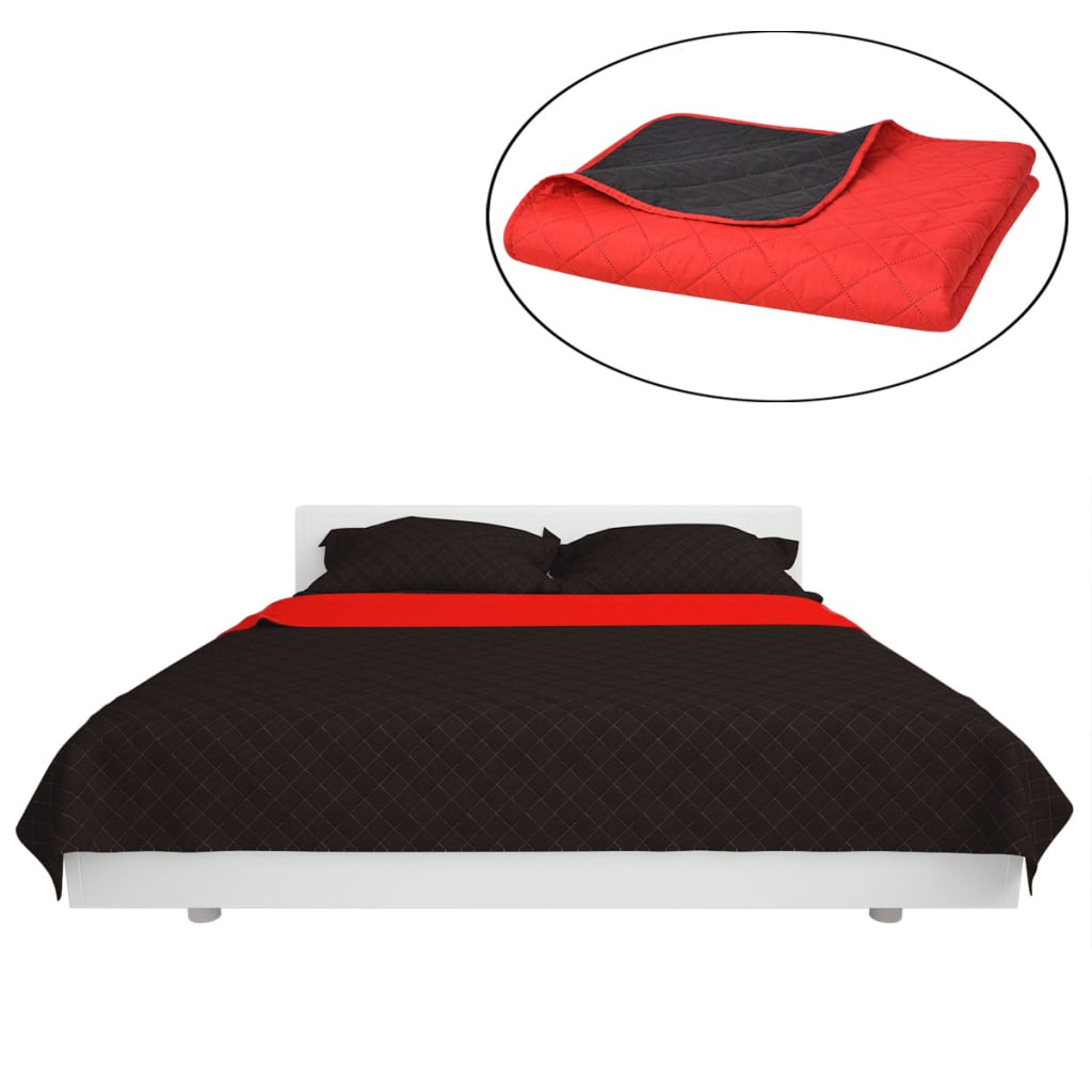 Gesteppte Wende-Tagesdecke Rot and Schwarz 220x240 cm - Home & Family Shop Nicolas Schwarz