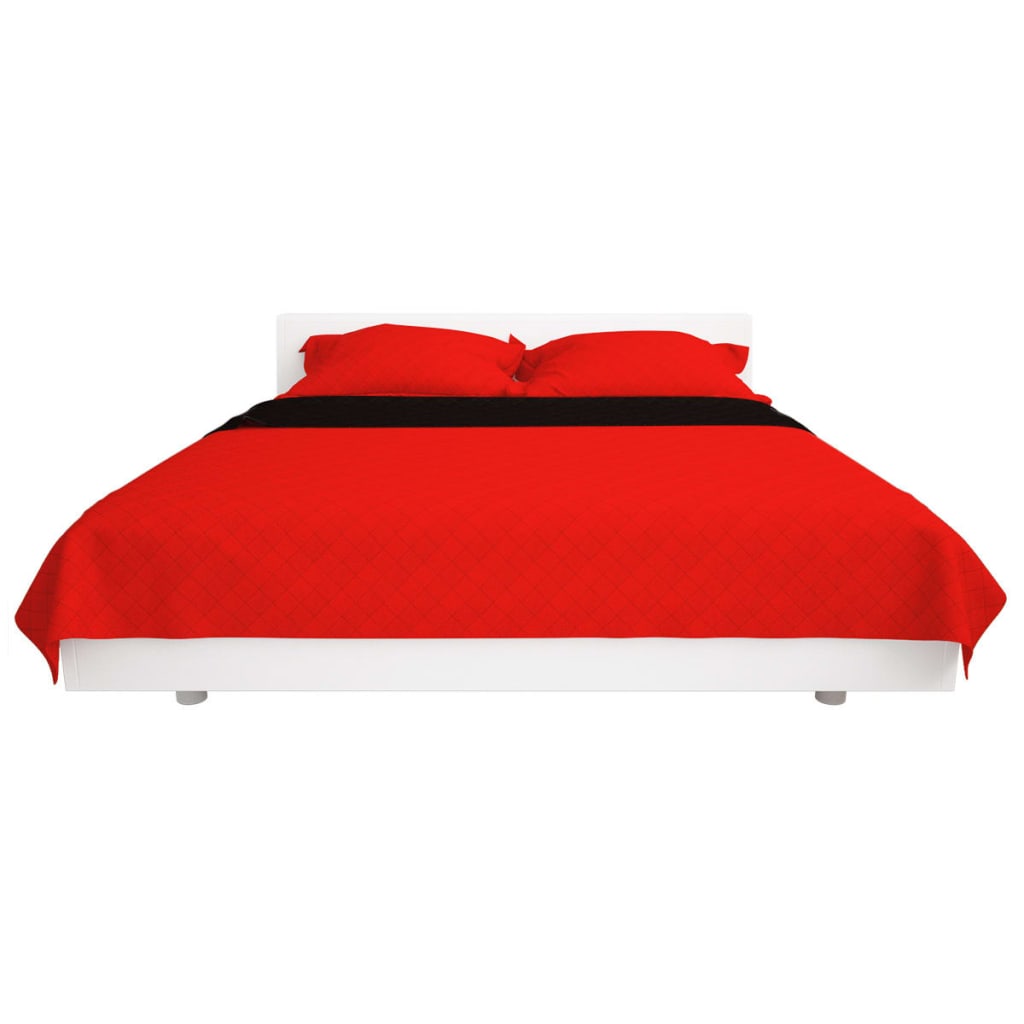 Gesteppte Wende-Tagesdecke Rot and Schwarz 220x240 cm - Home & Family Shop Nicolas Schwarz