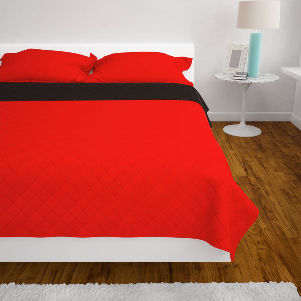 Gesteppte Wende-Tagesdecke Rot and Schwarz 220x240 cm - Home & Family Shop Nicolas Schwarz