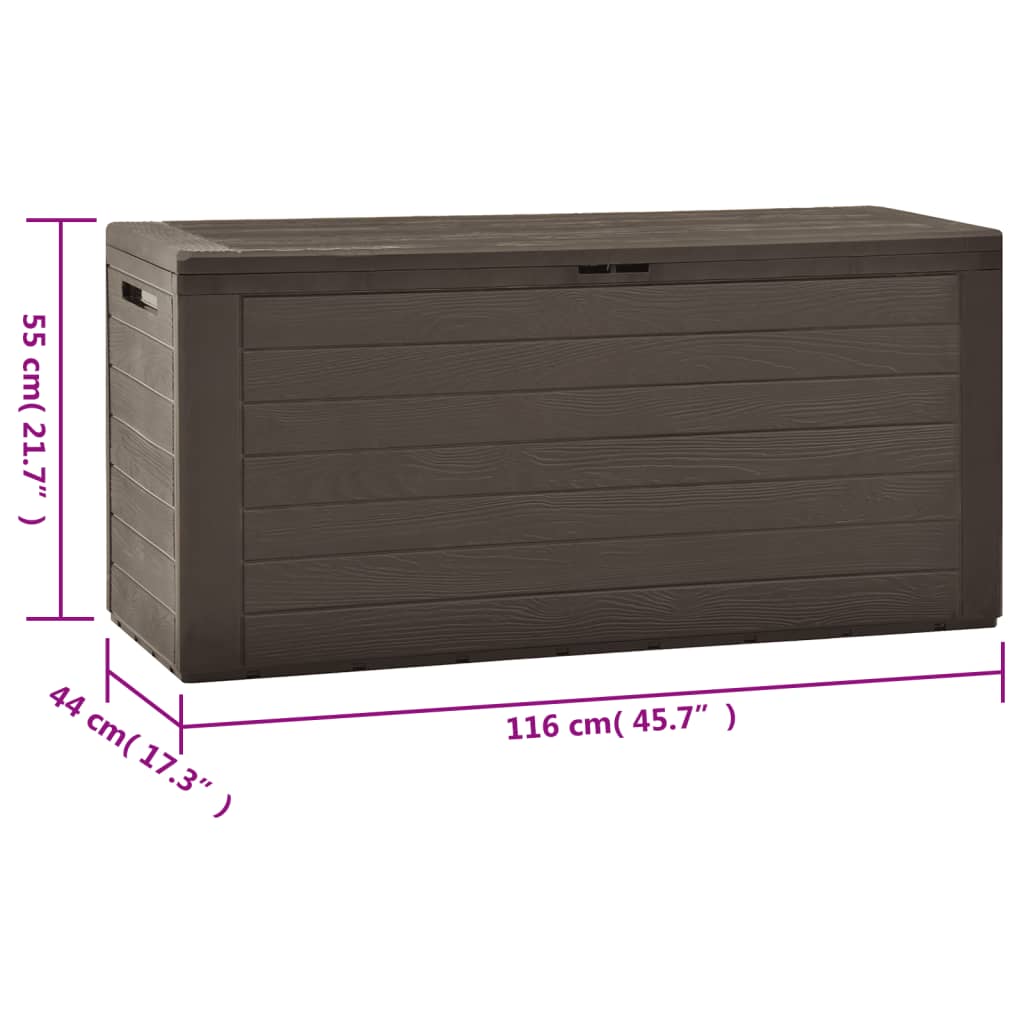 Coffre de jardin marron 116x44x55 cm
