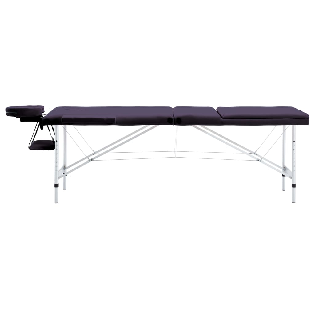 Massageliege Klappbar 3-Zonen mit Aluminiumgestell Lila