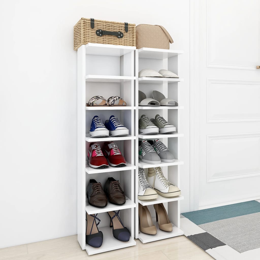 Schuhschränke 2 Stk. Weiß 27,5x27x102 cm Holzwerkstoff - Home & Family Shop Nicolas Schwarz
