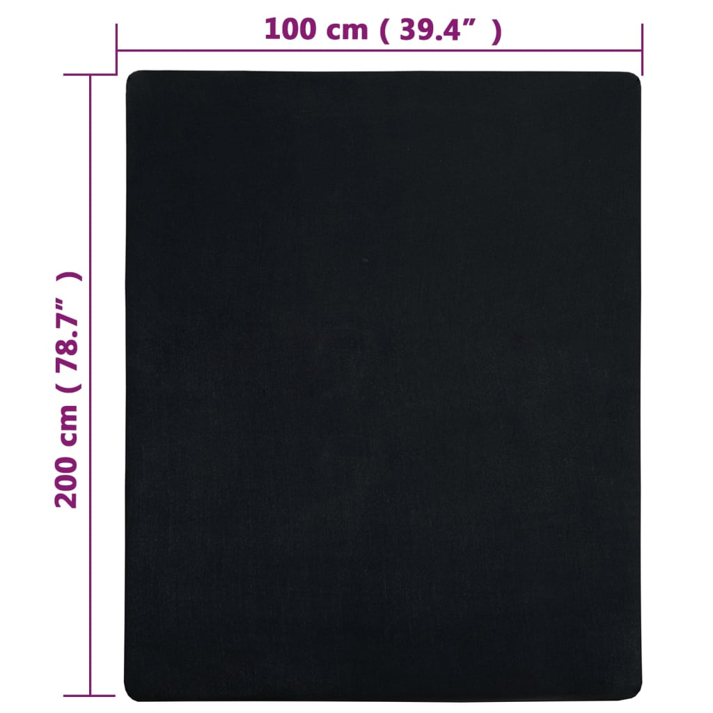 Spannbettlaken 2 Stk. Jersey Schwarz 100x200 cm Baumwolle - Home & Family Shop Nicolas Schwarz