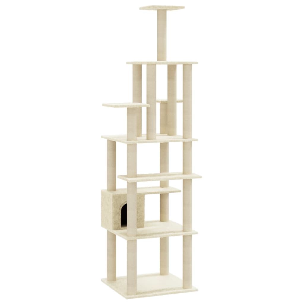 Kratzbaum mit Sisal-Kratzsäulen Creme 183 cm - Home & Family Shop Nicolas Schwarz