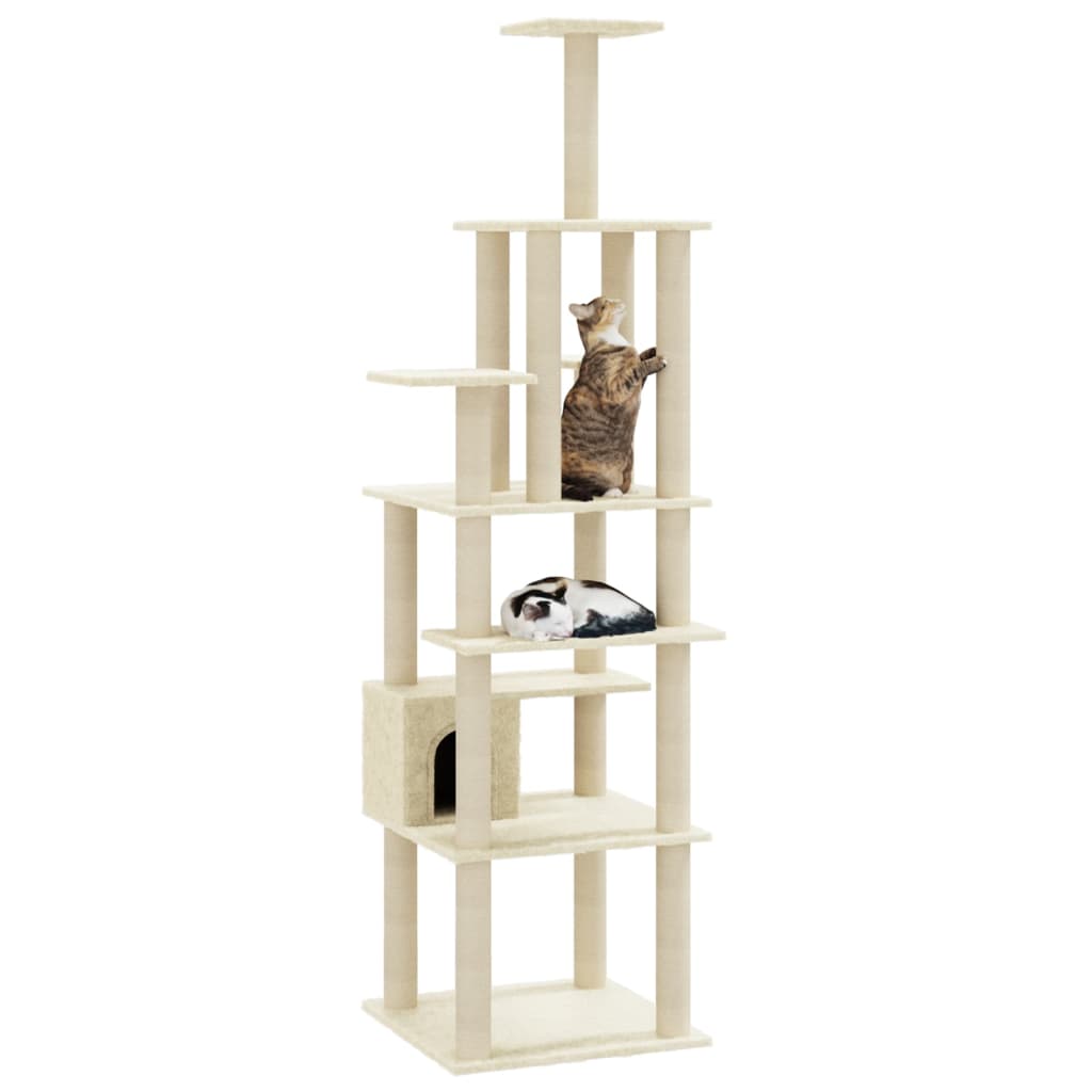 Kratzbaum mit Sisal-Kratzsäulen Creme 183 cm - Home & Family Shop Nicolas Schwarz
