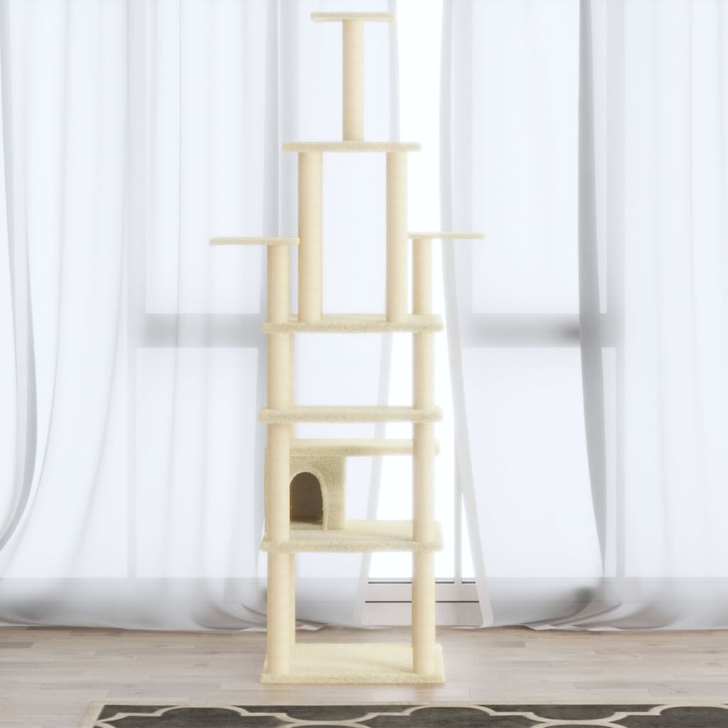 Kratzbaum mit Sisal-Kratzsäulen Creme 183 cm - Home & Family Shop Nicolas Schwarz