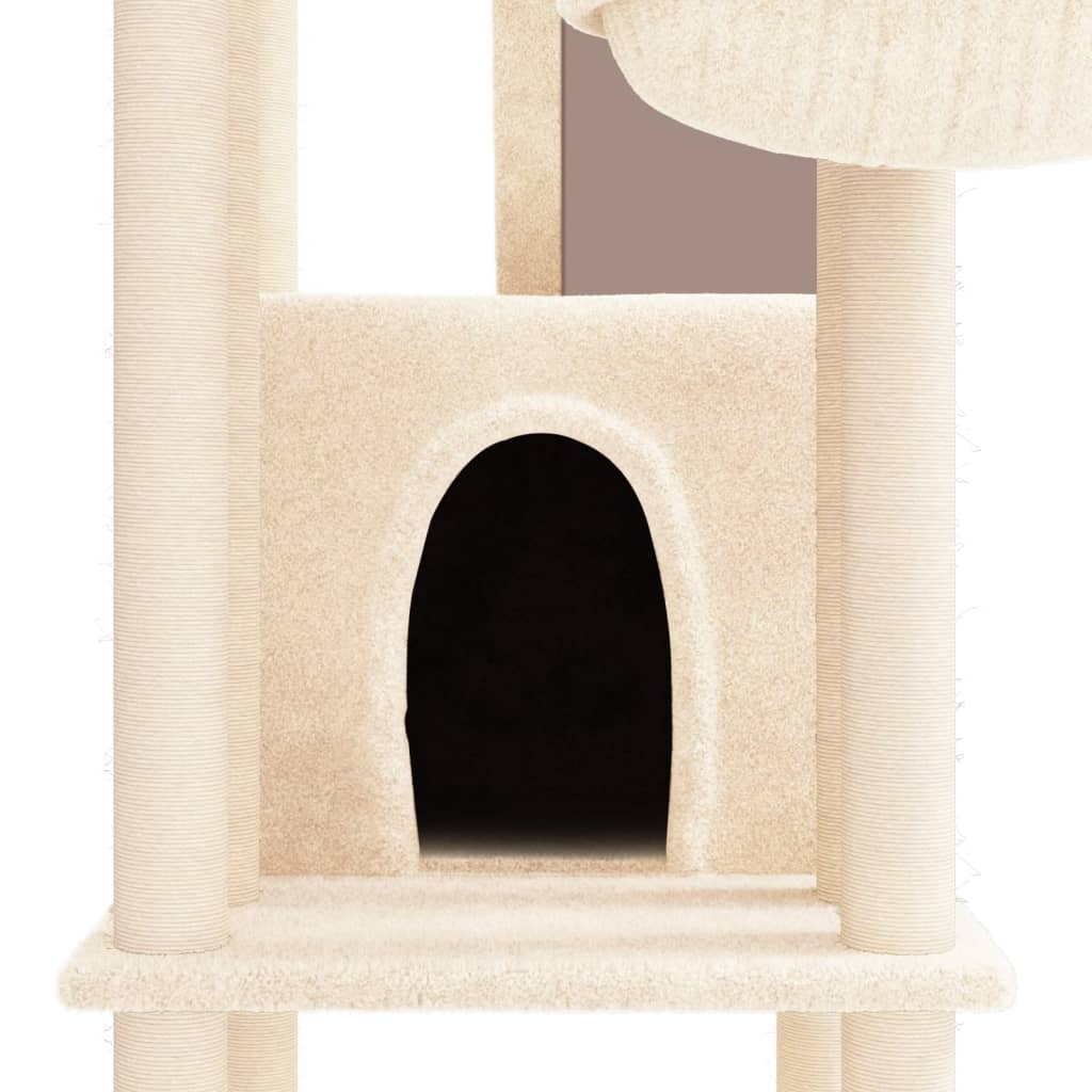 Kratzbaum mit Sisal-Kratzsäulen Creme 201 cm - Home & Family Shop Nicolas Schwarz