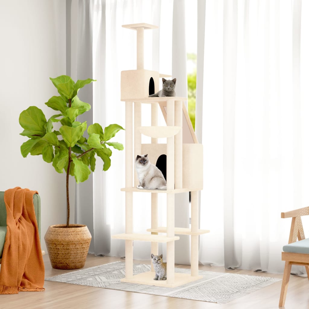 Kratzbaum mit Sisal-Kratzsäulen Creme 201 cm - Home & Family Shop Nicolas Schwarz