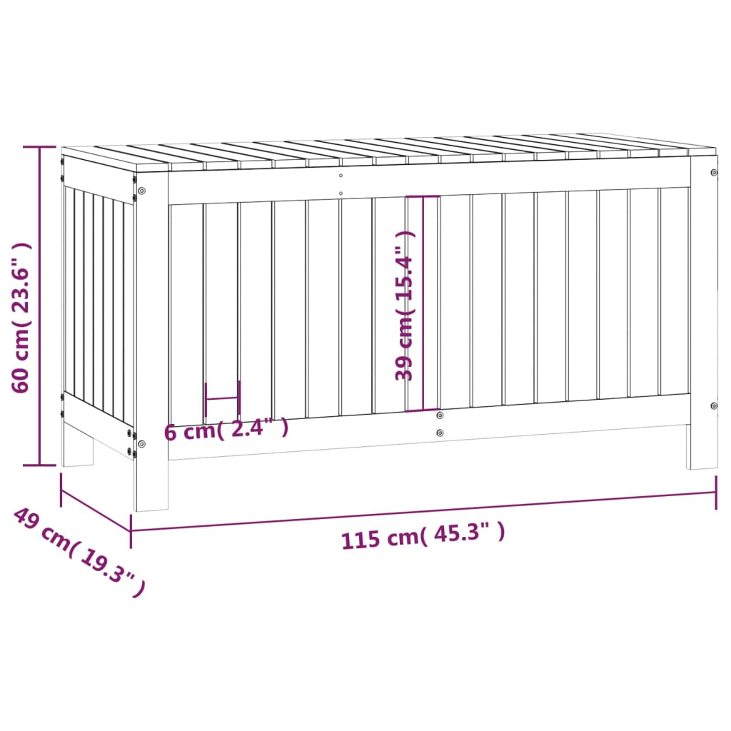 Coffre de jardin 115x49x60 cm Bois de pin massif