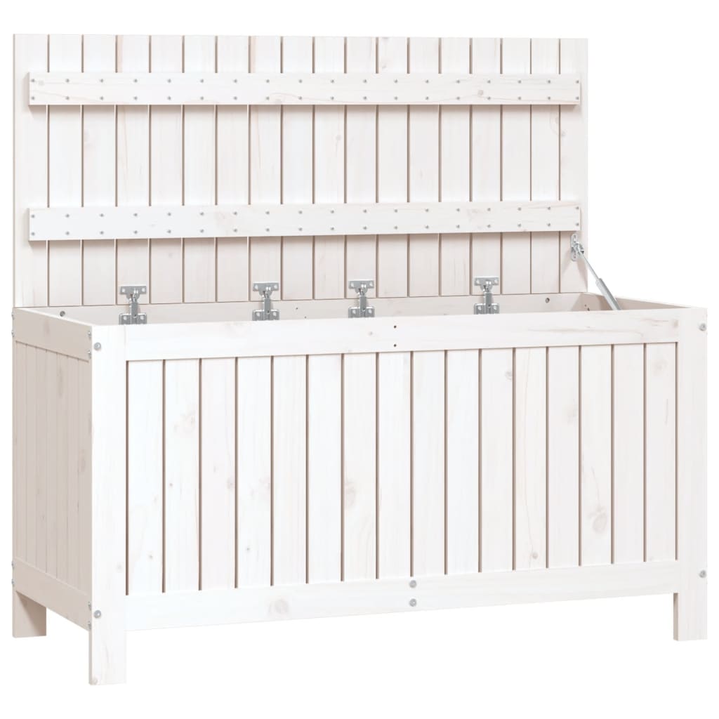Coffre de jardin blanc 115x49x60 cm Pin massif