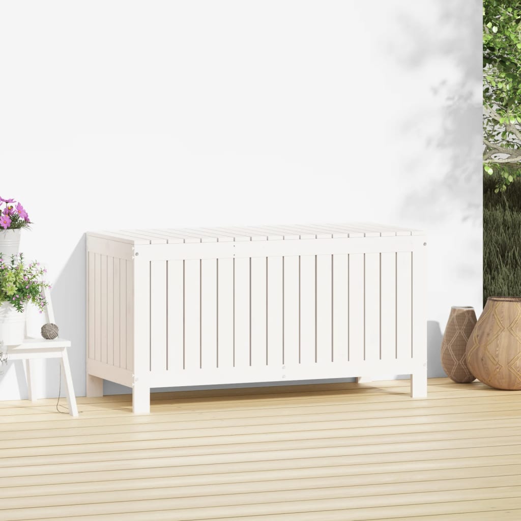 Coffre de jardin blanc 115x49x60 cm Pin massif