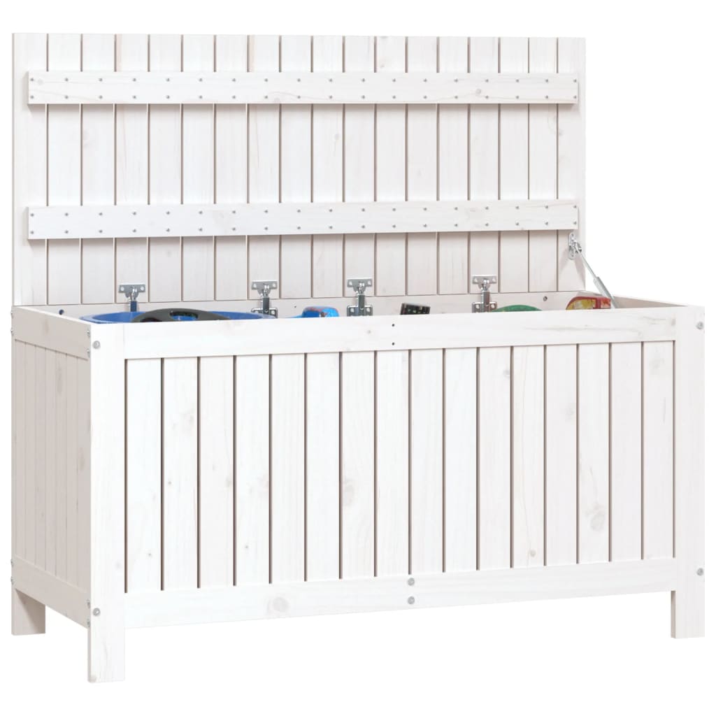 Coffre de jardin blanc 115x49x60 cm Pin massif
