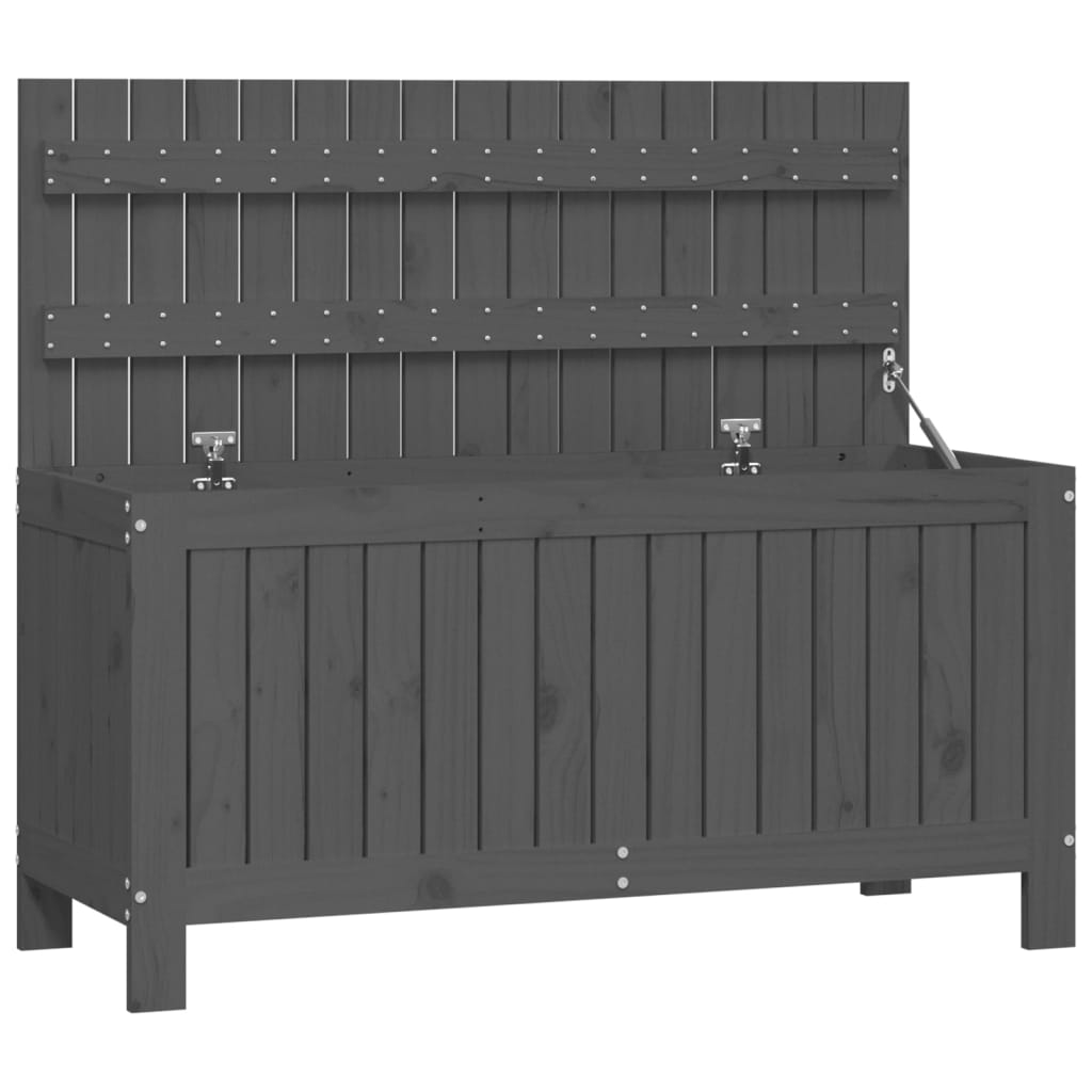 Coffre de jardin gris 115x49x60 cm Bois de pin massif