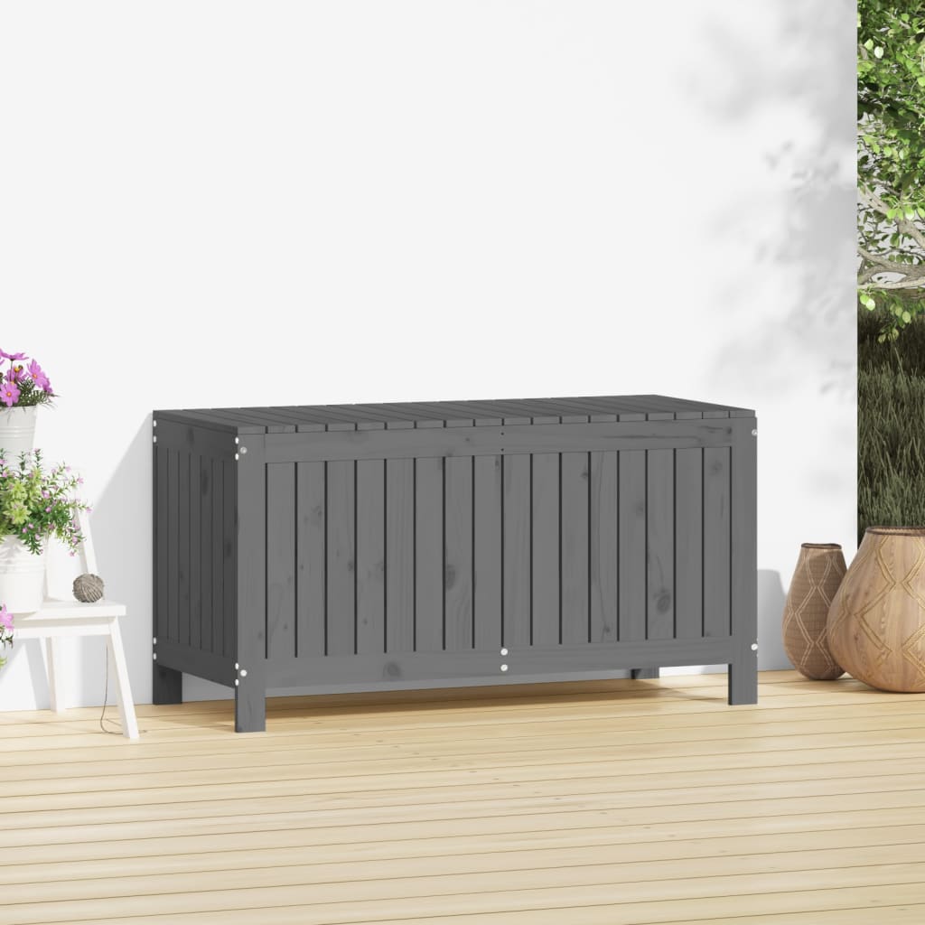 Coffre de jardin gris 115x49x60 cm Bois de pin massif