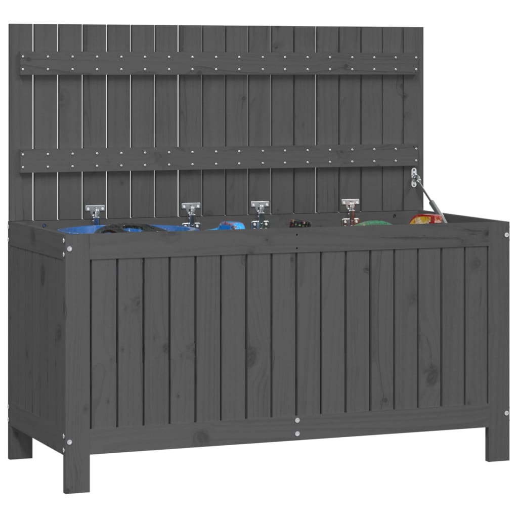 Coffre de jardin gris 115x49x60 cm Bois de pin massif