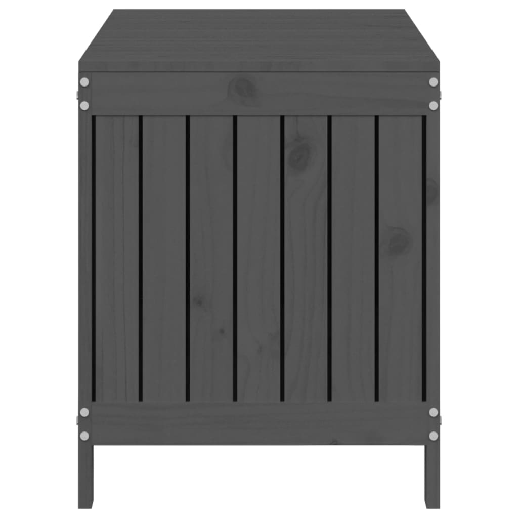 Coffre de jardin gris 115x49x60 cm Bois de pin massif