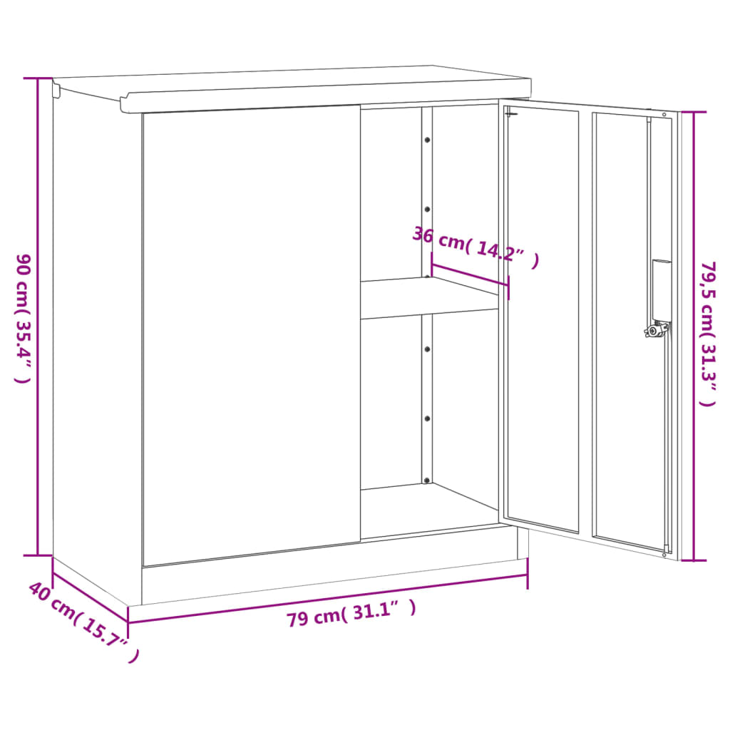 Filing Cabinet White 79x40x90 cm Steel
