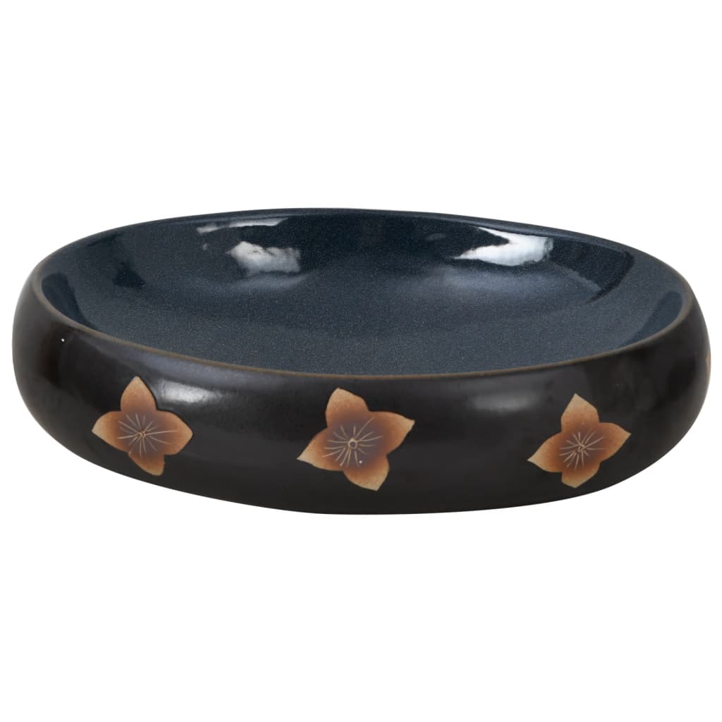 Aufsatzwaschbecken Schwarz und Blau Oval 59x40x15 cm Keramik - Home & Family Shop Nicolas Schwarz
