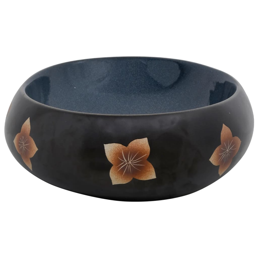 Aufsatzwaschbecken Schwarz und Blau Oval 59x40x15 cm Keramik - Home & Family Shop Nicolas Schwarz