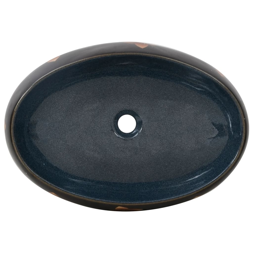 Aufsatzwaschbecken Schwarz und Blau Oval 59x40x15 cm Keramik - Home & Family Shop Nicolas Schwarz