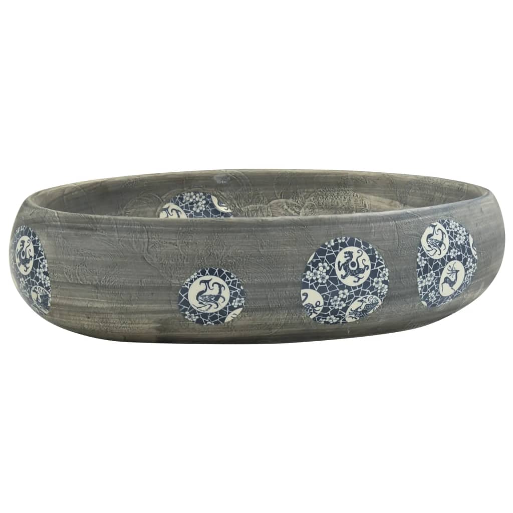 Aufsatzwaschbecken Grau Oval 59x40x15 cm Keramik - Home & Family Shop Nicolas Schwarz
