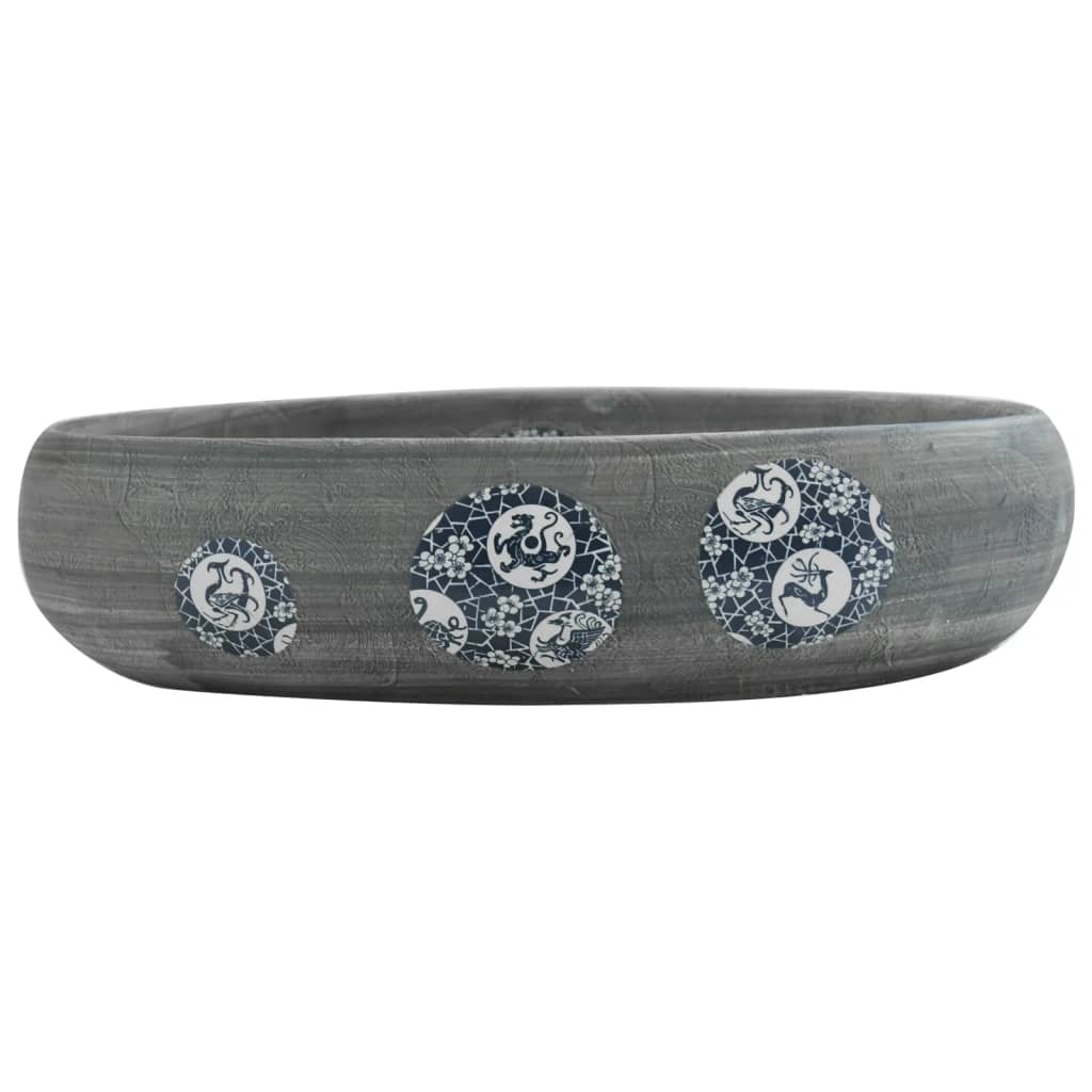Aufsatzwaschbecken Grau Oval 59x40x15 cm Keramik - Home & Family Shop Nicolas Schwarz