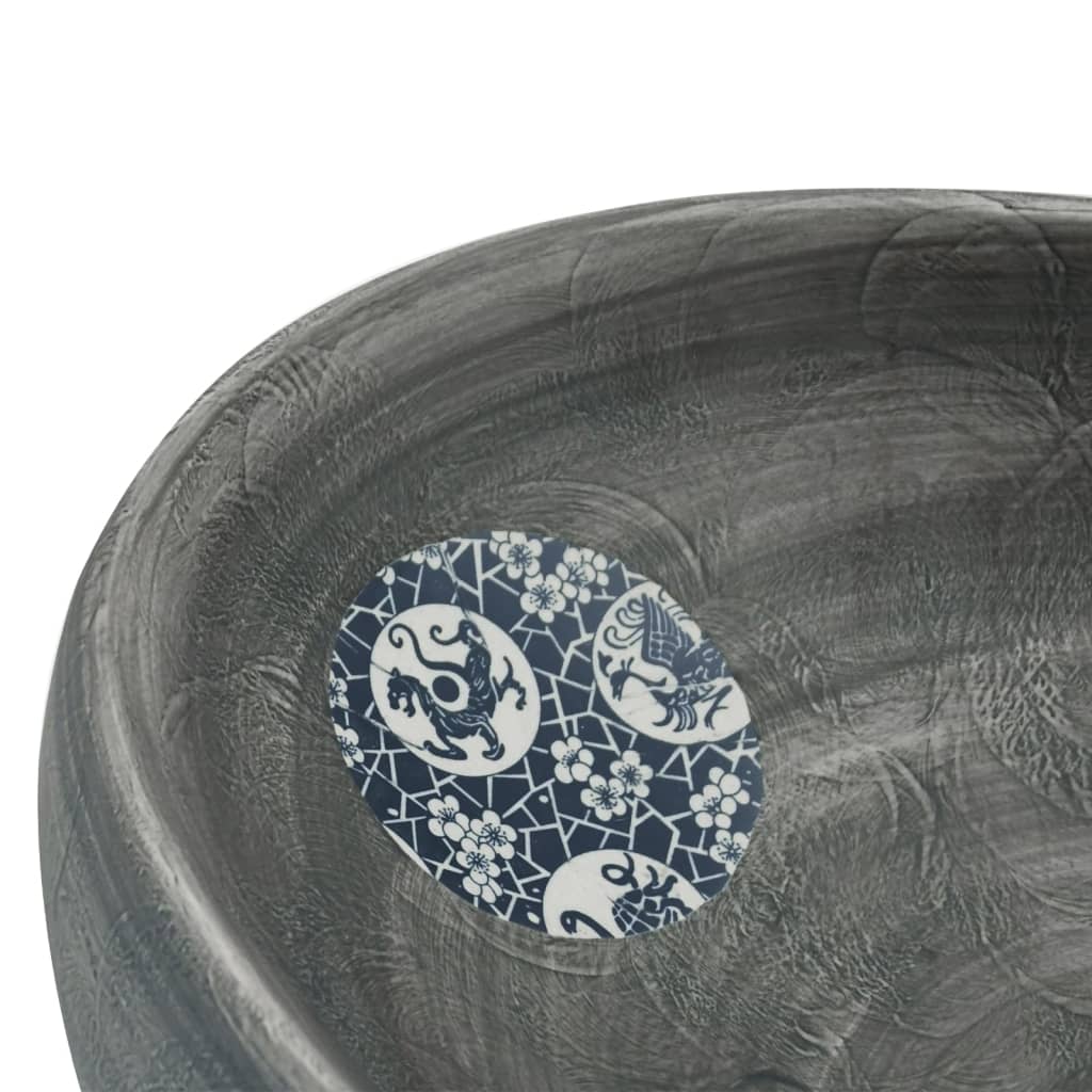 Aufsatzwaschbecken Grau Oval 59x40x15 cm Keramik - Home & Family Shop Nicolas Schwarz
