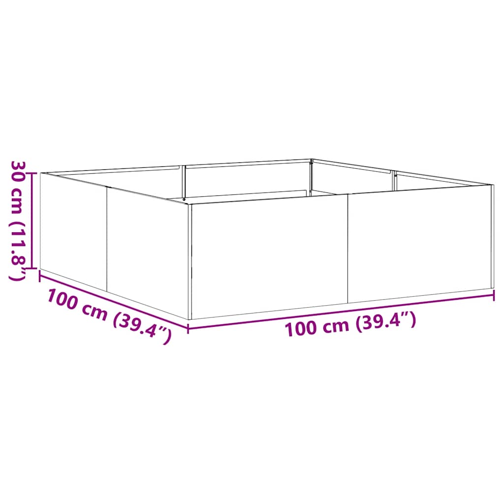 Pflanzkübel 100x100x30 cm Verzinkter Stahl