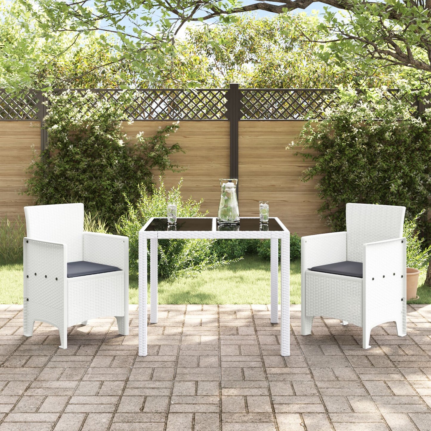 Gartenstuhl Set von 2 Weiß, Anthrazit Polypropylen, Polyester