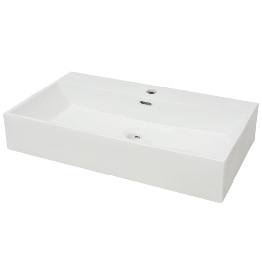Waschbecken mit Hahnloch Keramik Weiß 76x42,5x14,5 cm - Home & Family Shop Nicolas Schwarz