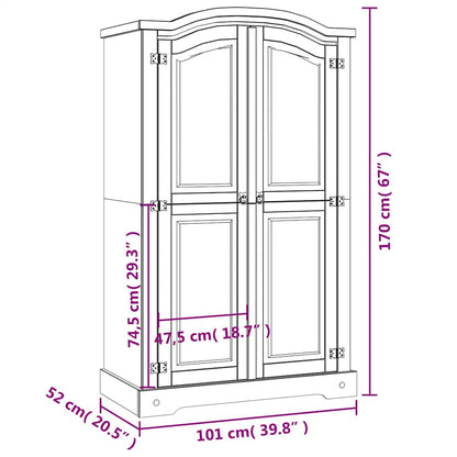 Kleiderschrank Mexiko-Stil Kiefernholz 2 Türen