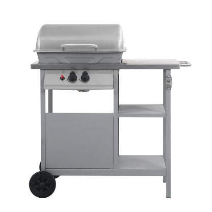 Gas Grill with Side Table on 3 Levels Silver