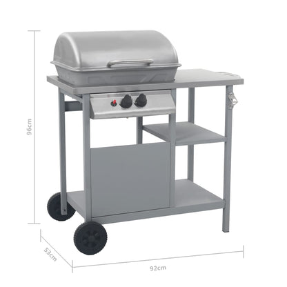 Gas Grill with Side Table on 3 Levels Silver