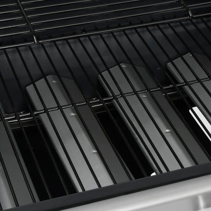 Barbecue à gaz 4+1 flammes en acier noir et argent et acier inoxydable