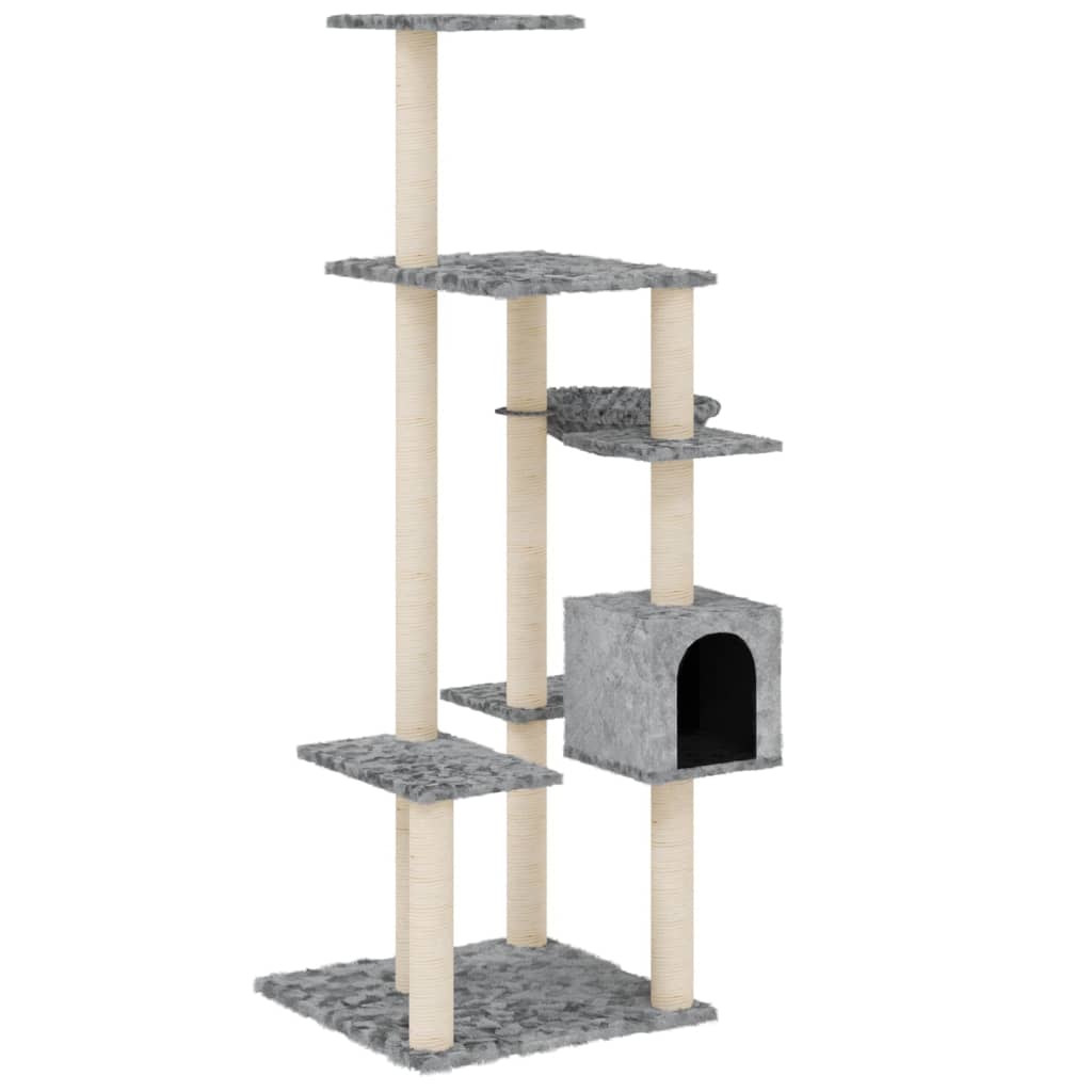 Kratzbaum mit Sisal-Kratzsäulen Hellgrau 142 cm - Home & Family Shop Nicolas Schwarz