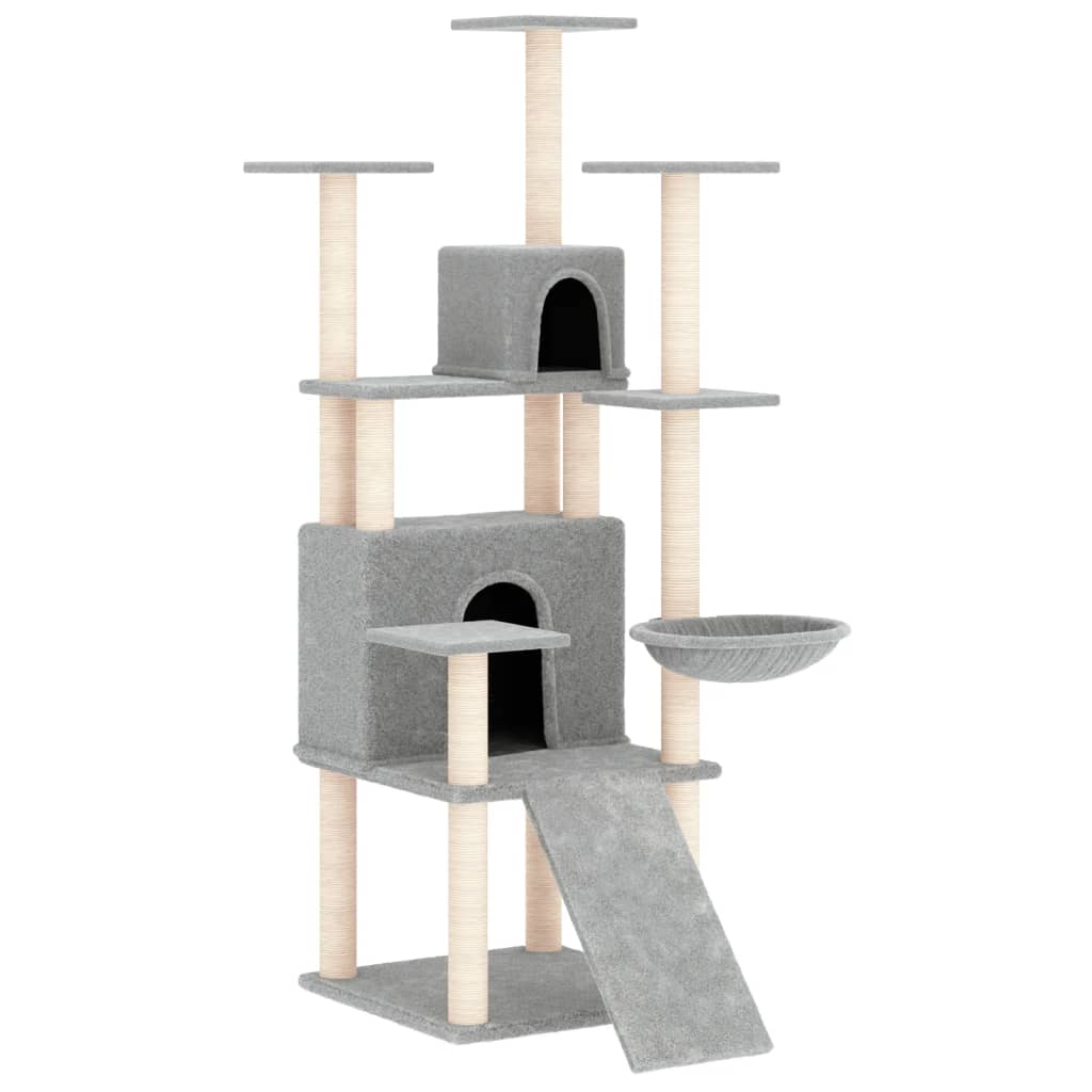 Kratzbaum mit Sisal-Kratzsäulen Hellgrau 154 cm - Home & Family Shop Nicolas Schwarz