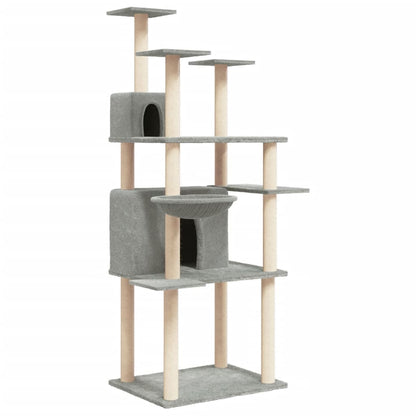 Kratzbaum mit Sisal-Kratzsäulen Hellgrau 166 cm - Home & Family Shop Nicolas Schwarz