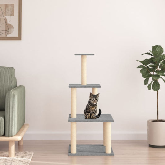 Kratzbaum mit Sisal-Kratzsäulen Hellgrau 111 cm - Home & Family Shop Nicolas Schwarz