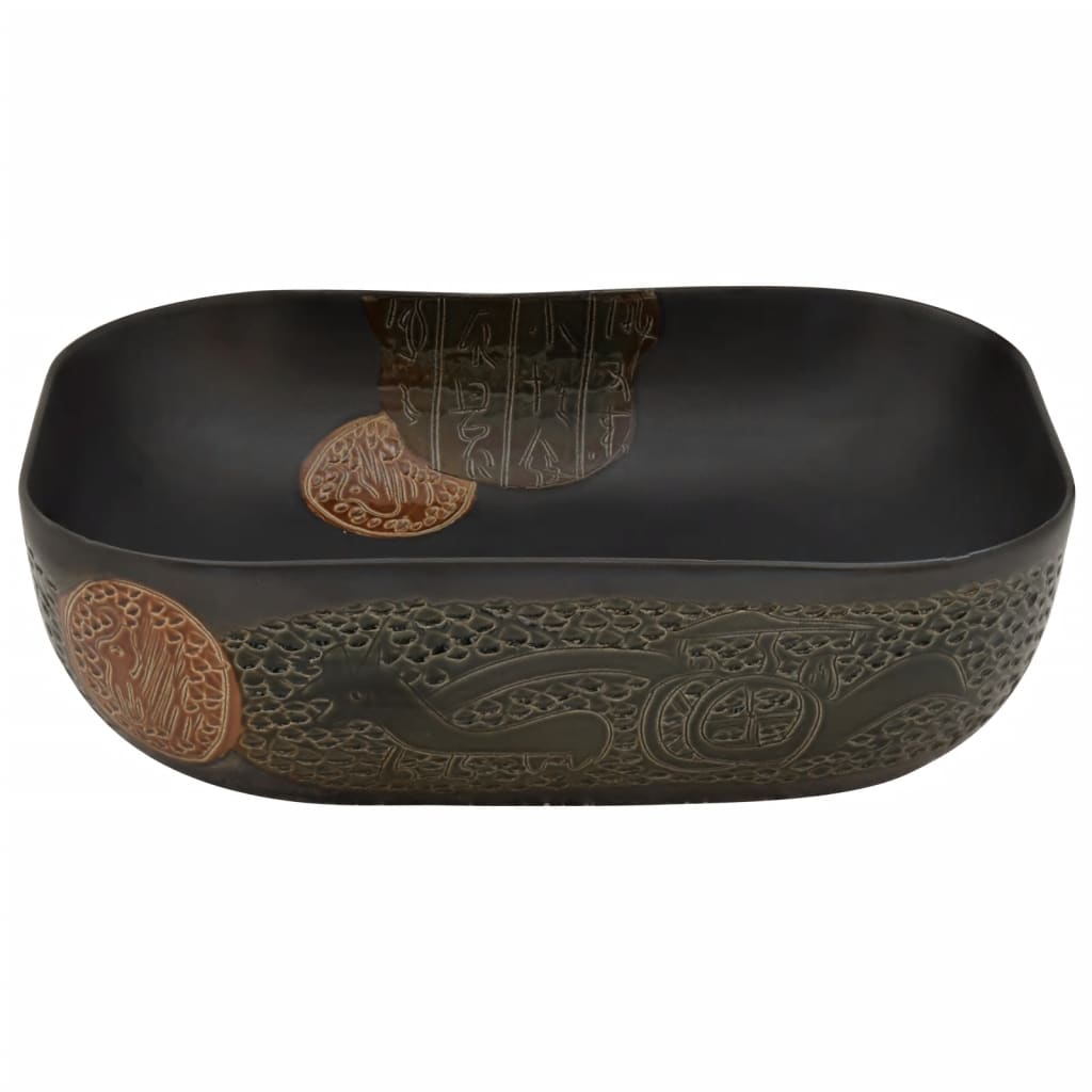 Aufsatzwaschbecken Schwarz Rechteckig 48x37,5x13,5 cm Keramik - Home & Family Shop Nicolas Schwarz