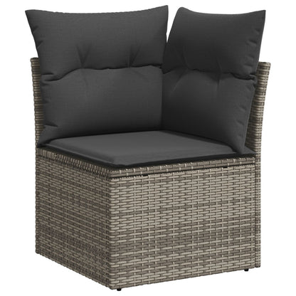 10-teiliges Garten Essset mit Kissen schwarzes Poly Rattan