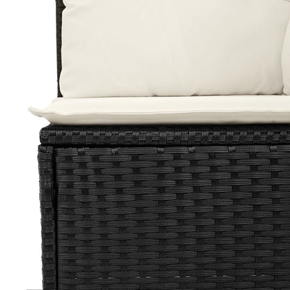 7-teiliges Garten Sofa Set mit Kissen Schwarz Poly Rattan